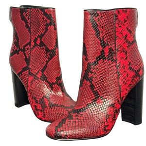 AQUA Soren Block Heel Booties in Red Snakeskin‎ NIB Size 7